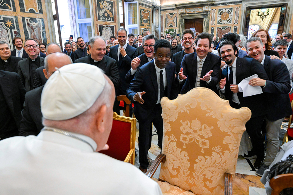 Pope swaps jokes with Colbert, Fallon and other comedy stars at Vatican